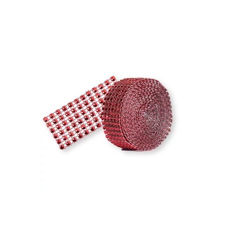 Piros strasszköves szalag 3 cm x 4,57 m