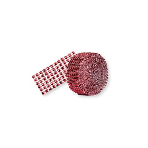 Piros strasszköves szalag 3 cm x 4,57 m