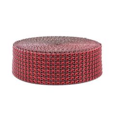 Piros strasszköves szalag 3,8 cm x 2,2 m