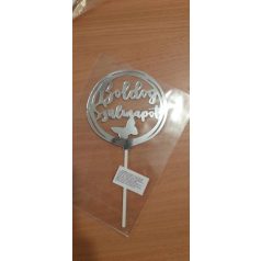 Boldog születésnapot beszúró  ezüst pillangó