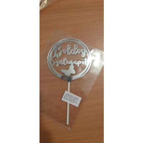 Boldog születésnapot beszúró  ezüst pillangó