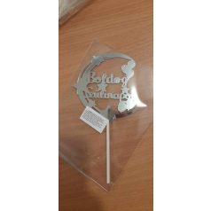 Boldog születésnapot beszúró  ezüst csillag-lufi