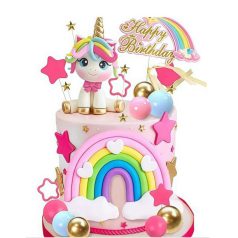 Unikornis tortadísz beszúró szett, 22db-os