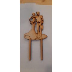 Menyasszony és vőlegény beszúró fa natúr