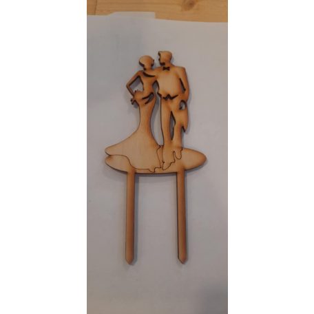 Menyasszony és vőlegény beszúró fa natúr