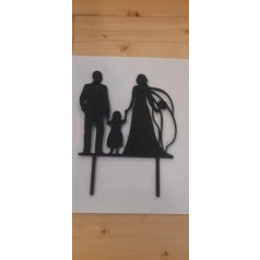 Menyasszony, vőlegény, kislány beszúró fa fekete