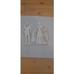 Menyasszony, vőlegény, kislány beszúró fa fehér