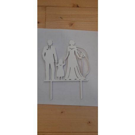 Menyasszony, vőlegény, kislány beszúró fa fehér