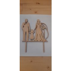 Menyasszony, vőlegény, kislány beszúró fa natúr