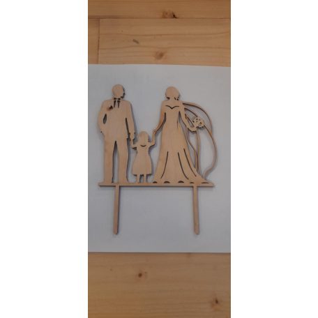 Menyasszony, vőlegény, kislány beszúró fa natúr