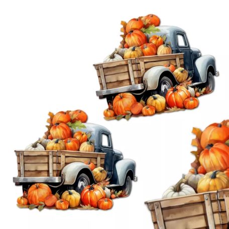 Őszi dekoráció Autó tökkel 1 db/cs