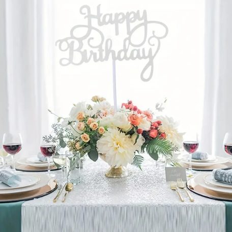 Happy Birthday csillogó ezüst