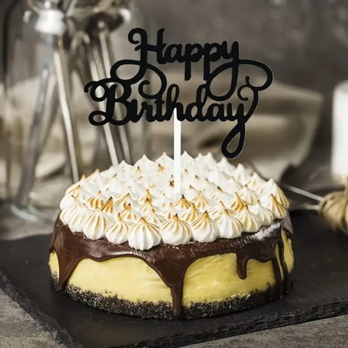 Happy Birthday csillogó fekete
