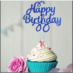 Happy Birthday csillogó kék