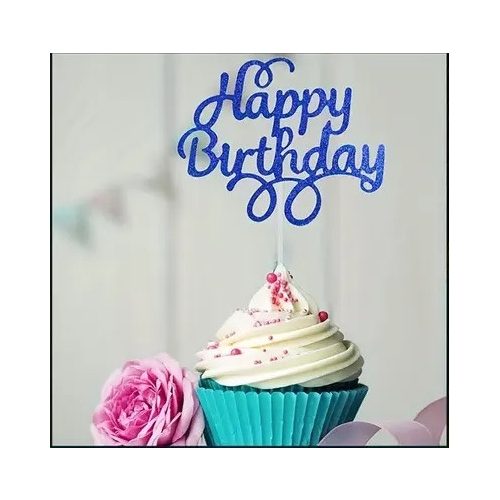 Happy Birthday csillogó kék