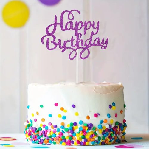 Happy Birthday csillogó lila