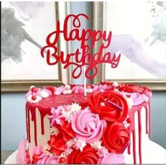 Happy Birthday csillogó piros