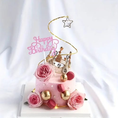 Happy Birthday csillogó rózsaszín