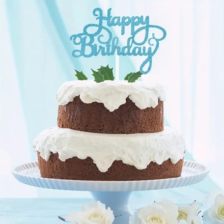 Happy Birthday csillogó türkiz