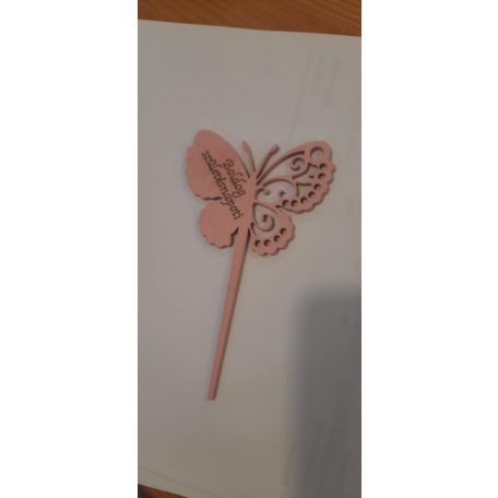 Boldog születésnapot fa beszúró rózsaszín pillangó