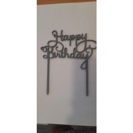 Happy Birthday fa beszúró szürke