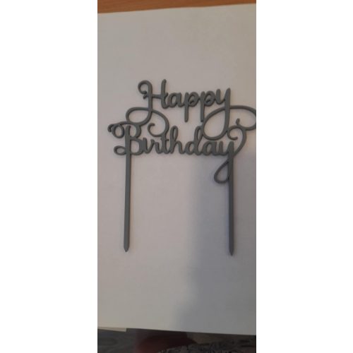 Happy Birthday fa beszúró szürke