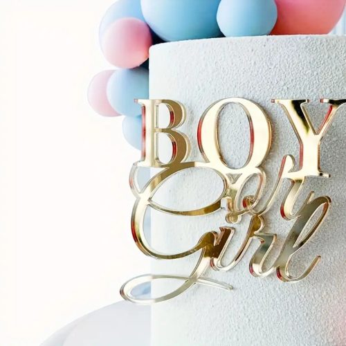Boy or Girl fényes arany tortadísz 