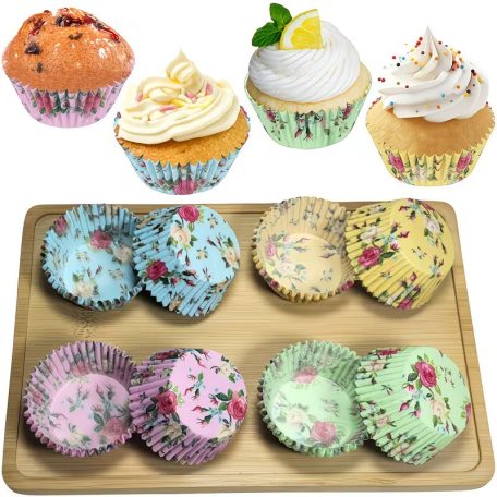 Virág mintás romantikus muffin papír 100 db