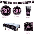 30. születésnapi party dekoráció fekete-rózsaszín