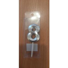 Ezüst színű számgyertya 8