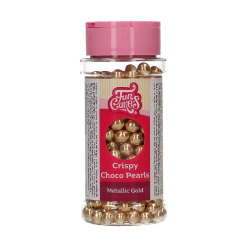 FunCakes Crunchy Choco Pearls - metál arany 60g