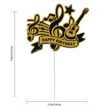 Arany gitáros boldog születésnapot torta beszúró