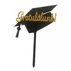 Gratulálunk ballagás arany-fehér tortabeszúró