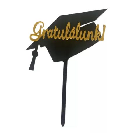 Gratulálunk ballagás arany-fehér tortabeszúró