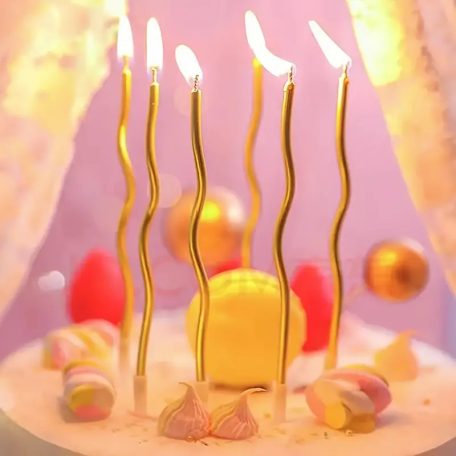 Arany színű csavart gyertya 6 db/cs