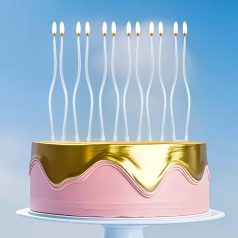 Szatén fehér színű csavart gyertya 6 db/cs