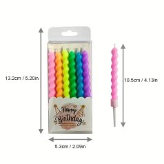 Hullámos szivárvány színű gyertya 6 db/cs