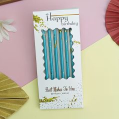 Márványos kék-arany színű gyertya 6 db/cs