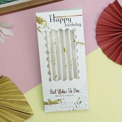 Márványos fehér-arany színű gyertya 6 db/cs