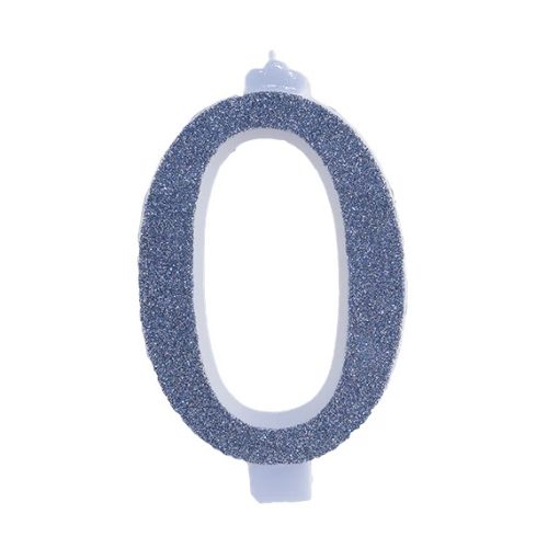 Óriás gyertya ezüst csillogó 10,5 cm 0-ás