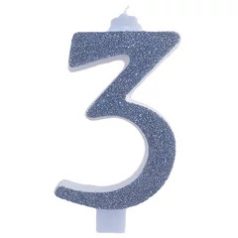 Óriás gyertya ezüst csillogó 10,5 cm 3-as