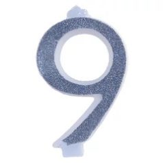 Óriás gyertya ezüst csillogó 10,5 cm 9-es