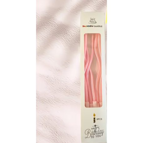 Rózsaszín színű csavart gyertya 6 db/cs