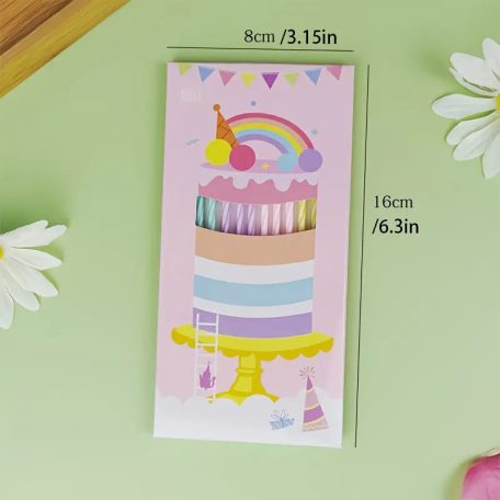 Szivárvány gyertya több színű vékony 12 db/cs