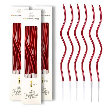 Vörös színű csavart gyertya 6 db/cs