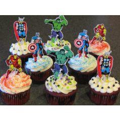 Szuperhősök cupcake nyomtatott ostyalap