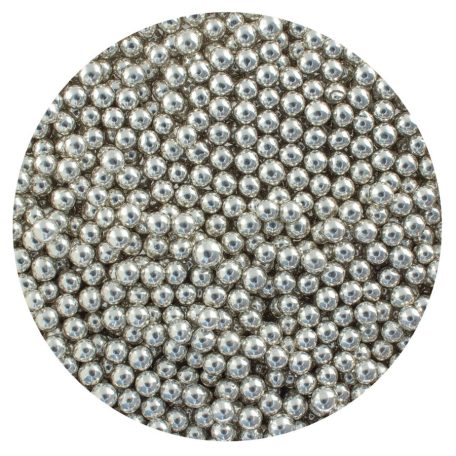 Metalizált ezüst cukorgyöngy 5mm, 130g - Lumea