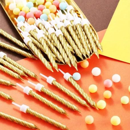 Csomagolt szálgyertya mini arany 10 db/cs