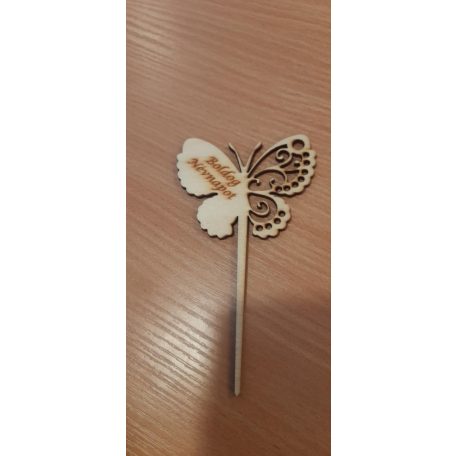 Boldog névnapot fa beszúró natúr pillangó