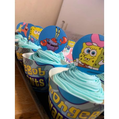 Sponge Bob cupcake nyomtatott ostyalap
